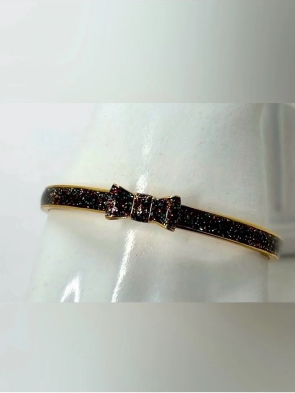 Kate Spade Multi-Glitter Gold tone Bow Bangle Bracelet & Stud Earring Set - NWT - Picture 3 of 5